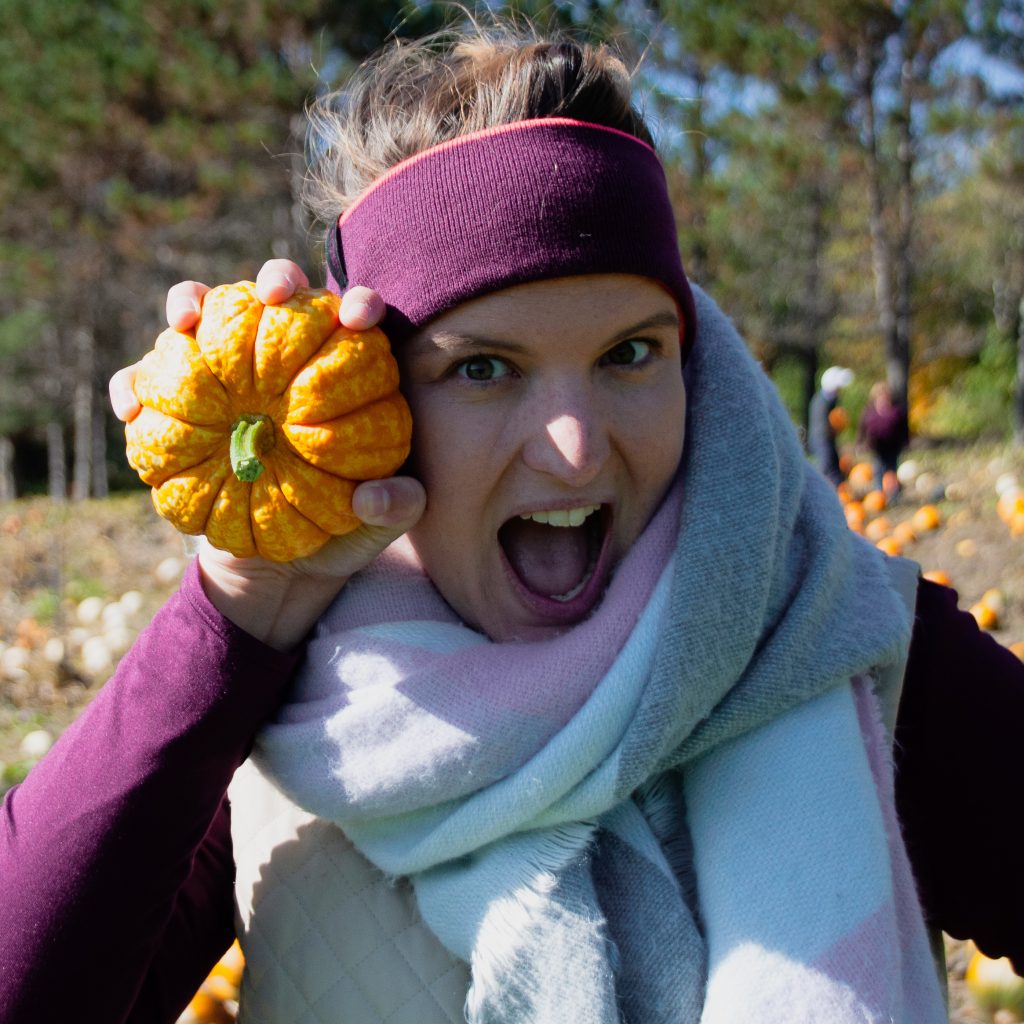 women with pumpkin