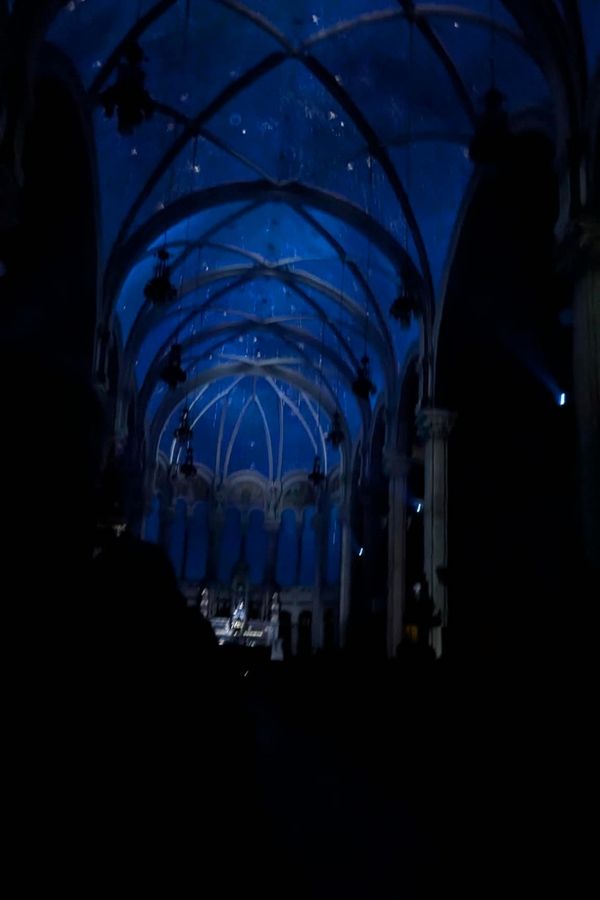 AURA at Saint-Roch Church: Québec City’s New Immersive Light Show You Must Experience aura light show by sam dubois blue sky